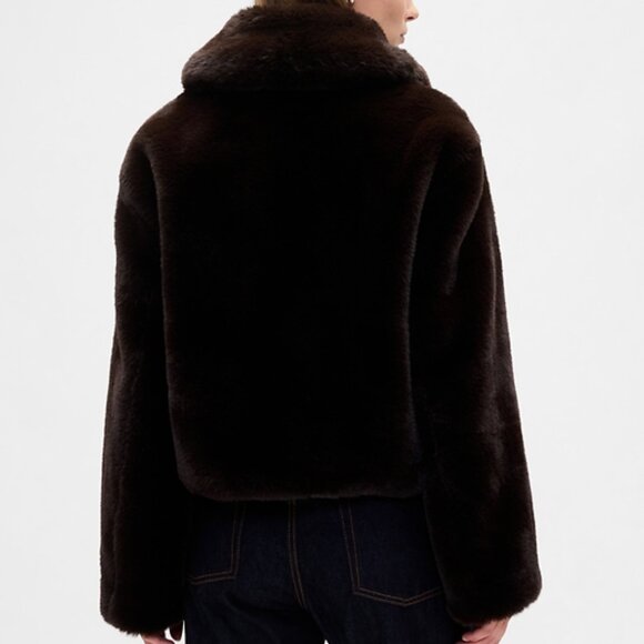 GAP Factory Women's Relaxed Faux-Fur Jacket in Brown- Size XS- New! - Picture 10 of 13